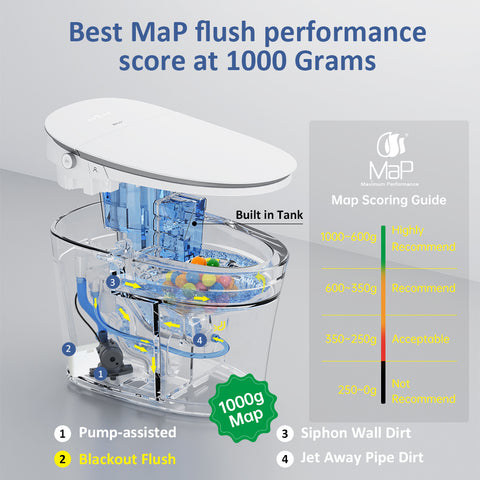 EPLO M1 Smart Elongated toilet Bidet 1000g Power Flush ADA Compliant Heated Seat