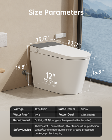 EPLO G20MAX Smart Bidet Toilet 1000g Power Flush WaterSense Moving Dryer